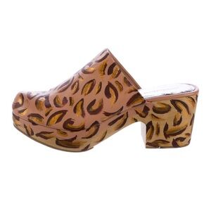 Rachel Comey Bose Clogs in hand painted leopard print